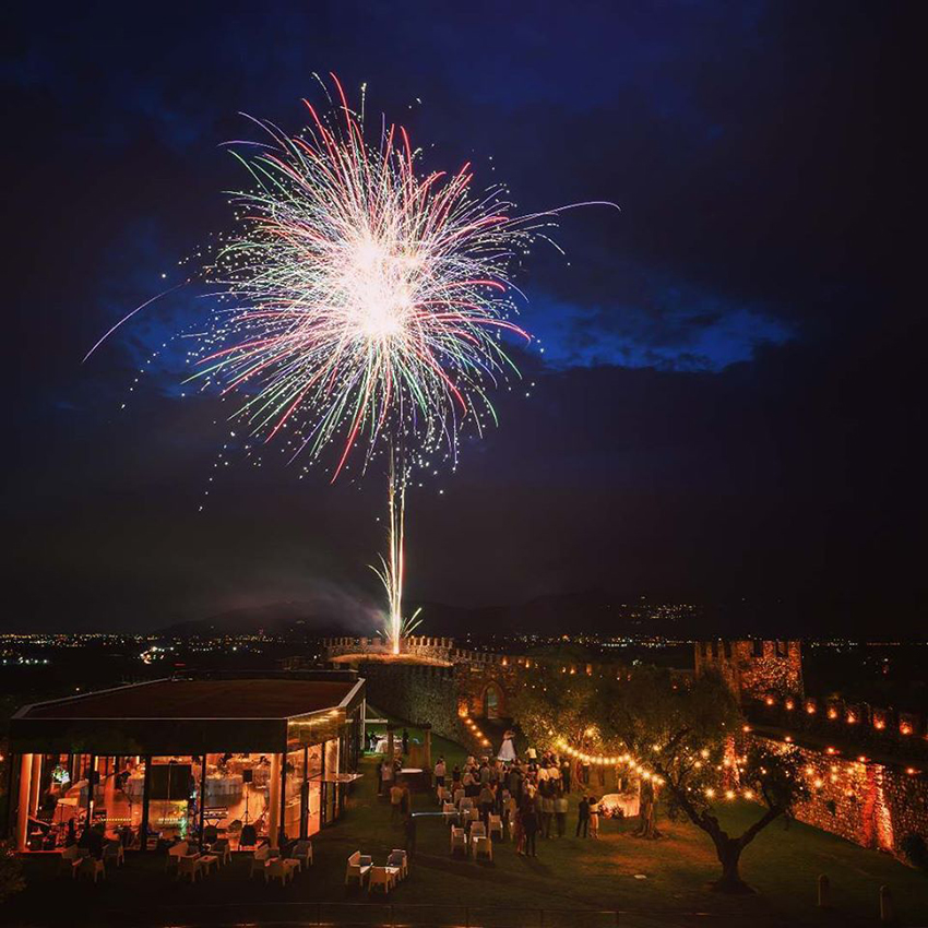 Crisantemi rosa e viola con fiori oro | Spettacoli pirotecnici a terra | Brixia Fireworks
